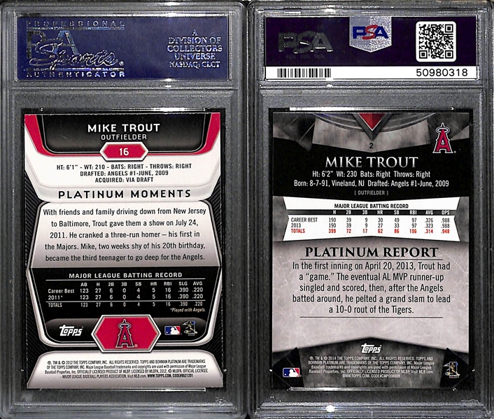 Mike Trout Lot (2012 Platinum Ruby PSA 9; 2014 Platinum Gold PSA 9)