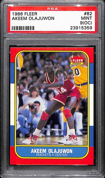 1986-87 Fleer Akeem Olajuwon #82 HOF Rookie Graded PSA 9 OC Mint