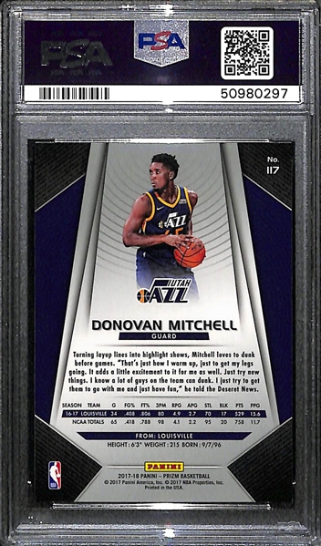 2017 Panini Prizm Donovan Mitchell #117 Rookie Card Graded PSA 10