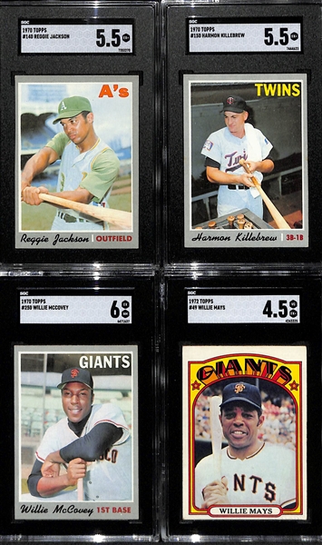 Lot of (4) Early 1970s Topps SGC Graded Star Cards w. #140 Reggie Jackson SGC 5.5