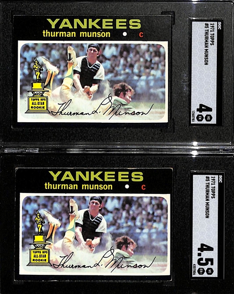 Lot of (6) 1971-74 Topps SGC Graded Thurman Munson Cards