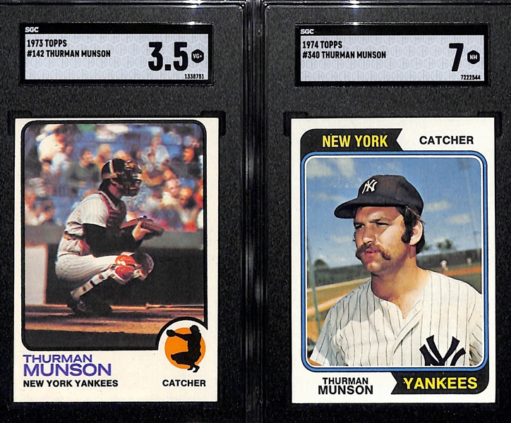Lot of (6) 1971-74 Topps SGC Graded Thurman Munson Cards