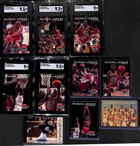 Lot of (10) 1992 Skybox Michael Jordan Cards w. (3) SGC 9.5 Graded Cards