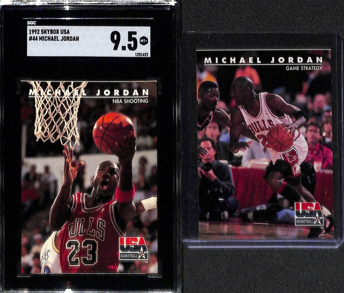 Lot of (10) 1992 Skybox Michael Jordan Cards w. (3) SGC 9.5 Graded Cards