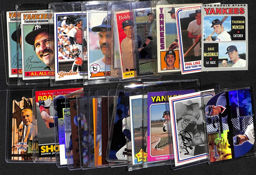 Lot of (22) 1958-2000s New York Yankees Cards w. Thurman Munson & Don Mattingly Rookie Cards
