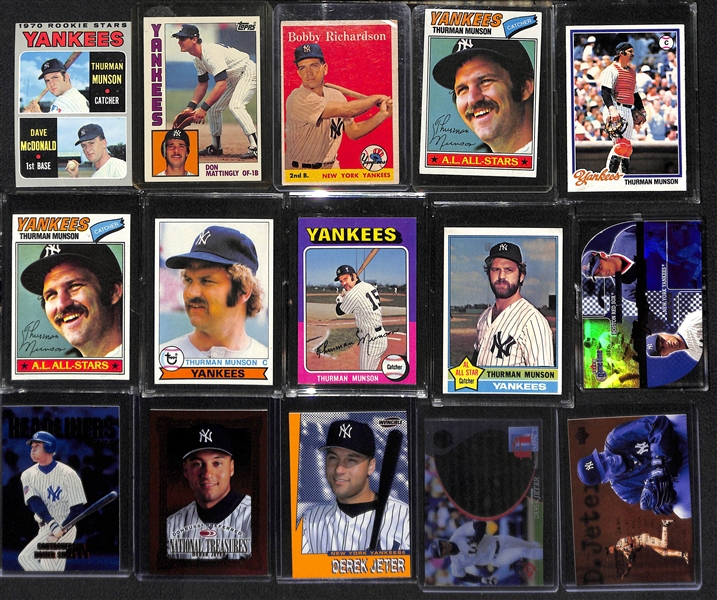 Lot of (22) 1958-2000s New York Yankees Cards w. Thurman Munson & Don Mattingly Rookie Cards