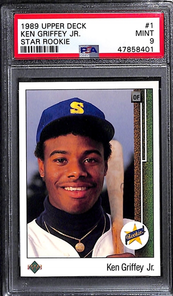 Lot of (2) 1989 Upper Deck Ken Griffey Jr. #1 Rookie Cards - Both Graded PSA 9 Mint