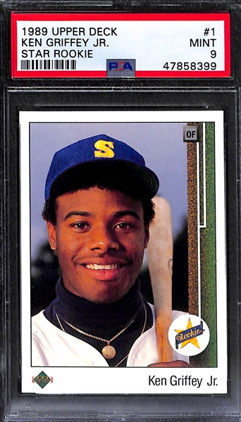 Lot of (2) 1989 Upper Deck Ken Griffey Jr. #1 Rookie Cards - Both Graded PSA 9 Mint