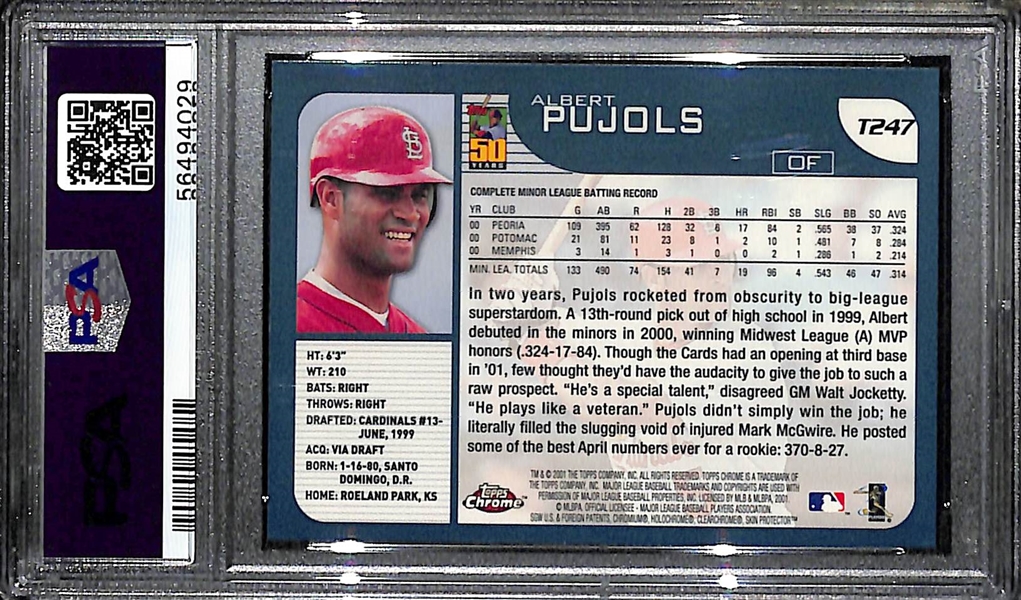 2001 Topps Chrome Traded Albert Pujols Rookie Card Graded PSA 9 Mint