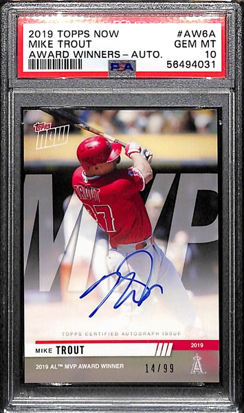 2019 Topps Now Mike Trout Autograph Award Winners PSA 10 Gem Mint!