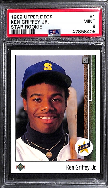 Lot of (2) 1989 Upper Deck Ken Griffey Jr. #1 Rookie Cards - Both Graded PSA 9 Mint