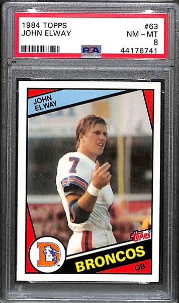 1984 Topps John Elway Rookie #63 Graded PSA 8 NM-MT