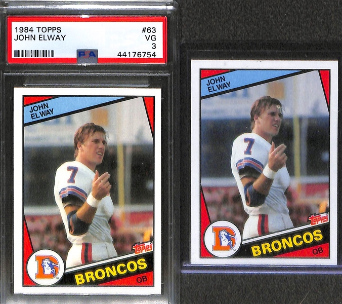Lot of (5) 1984 Topps John Elway Rookies - PSA 6, PSA 5, PSA 4, PSA 3, and Ungraded w. Pinhole