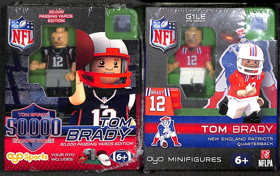 Lot of (7) Oyo Minifigures New in Boxes w. (2) Tom Brady, Gronkowski, Ed Reed, B. Urlacher, Woodhead, Welker