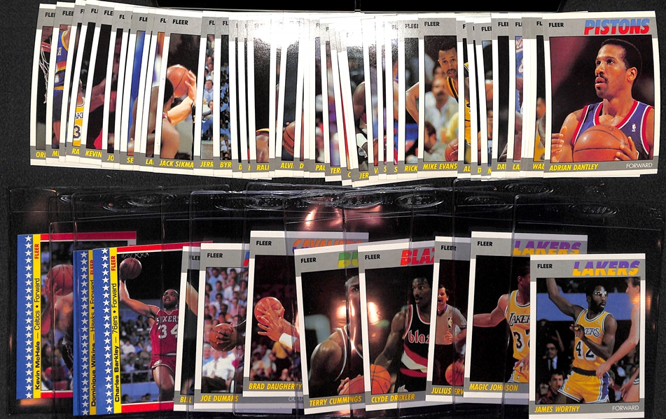 1987 Fleer Basketball Lot of (50) Inc. 47 Cards (Magic, Dr. J. Drexler, +) & 3 Stickers (Barkley, Wilkins, McHale)