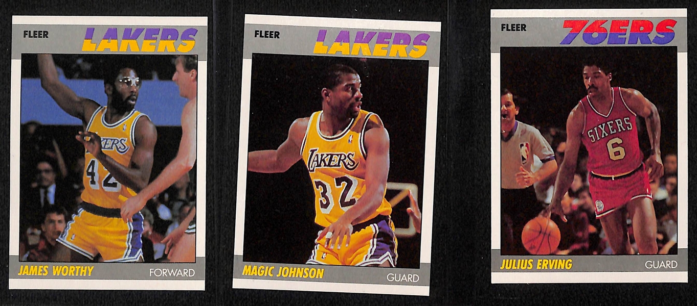 1987 Fleer Basketball Lot of (50) Inc. 47 Cards (Magic, Dr. J. Drexler, +) & 3 Stickers (Barkley, Wilkins, McHale)