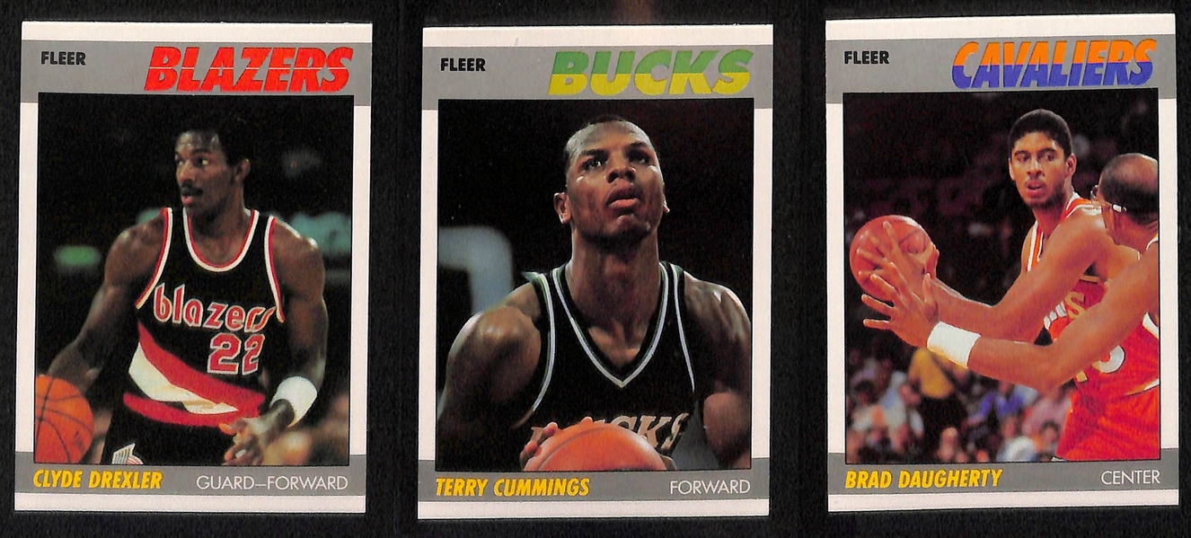 1987 Fleer Basketball Lot of (50) Inc. 47 Cards (Magic, Dr. J. Drexler, +) & 3 Stickers (Barkley, Wilkins, McHale)