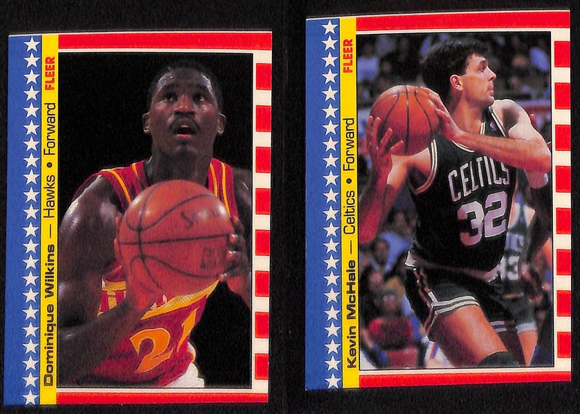 1987 Fleer Basketball Lot of (50) Inc. 47 Cards (Magic, Dr. J. Drexler, +) & 3 Stickers (Barkley, Wilkins, McHale)