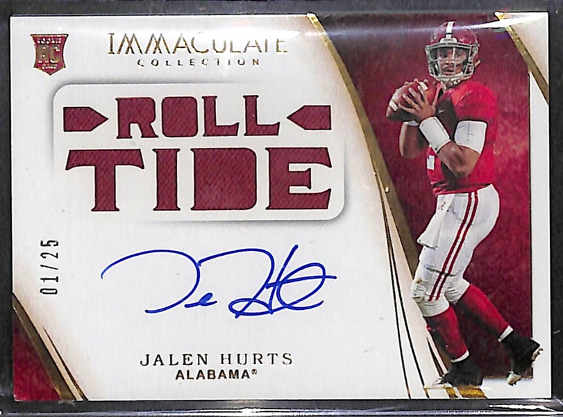 2020 Eagles Lot - Jalen Hurts Immaculate Autograph Rookie #ed 1/25, Jalen Reagor Panini One Rookie Patch Autograph  #ed 75/99