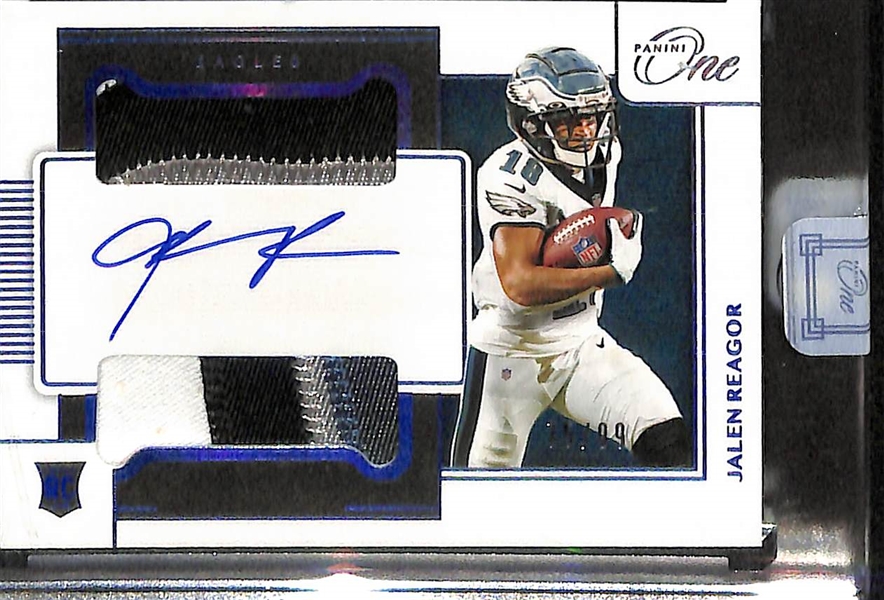 2020 Eagles Lot - Jalen Hurts Immaculate Autograph Rookie #ed 1/25, Jalen Reagor Panini One Rookie Patch Autograph  #ed 75/99
