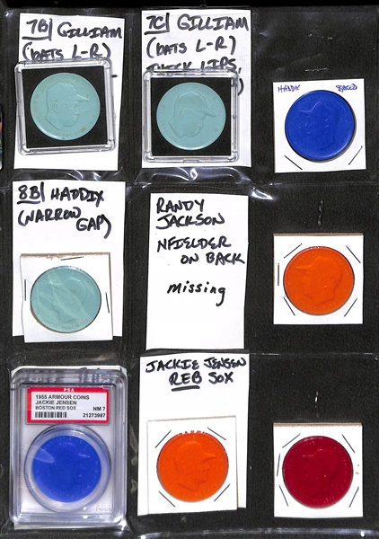 1955 Armour Coins Set of 24 & 11 Variation Coins w. (2) Different Mickey Mantle Coins - 25 Total Coins
