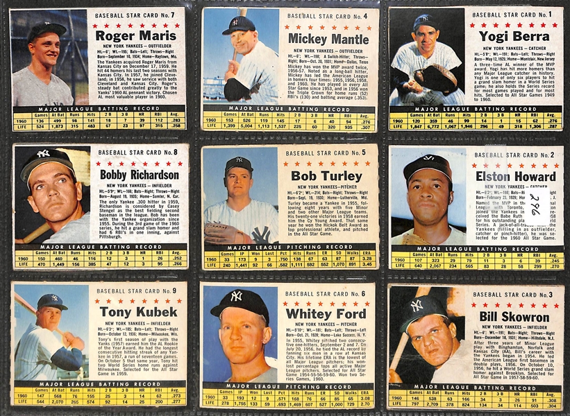 1961 Post Cereal Baseball Card Complete Set of 200 Cards w. Maris & Mantle