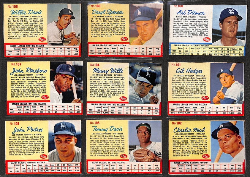 1962 Post Cereal Baseball Card Complete Set of 200 Cards w. Maris & Mantle