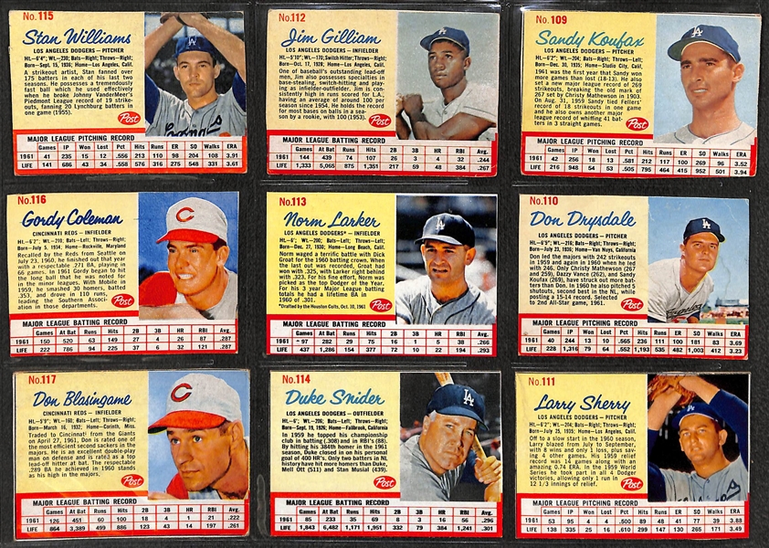 1962 Post Cereal Baseball Card Complete Set of 200 Cards w. Maris & Mantle