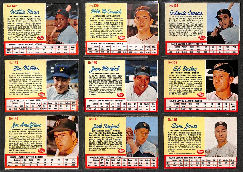 1962 Post Cereal Baseball Card Complete Set of 200 Cards w. Maris & Mantle