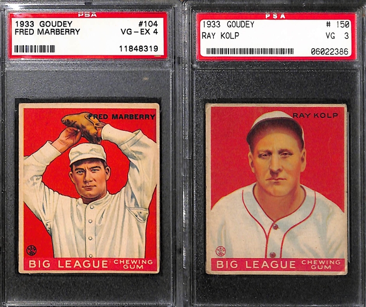  Lot of (5) 1933 Goudey PSA Graded Cards w. Al Thomas PSA 5.5