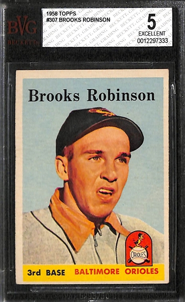 (4) Topps HOFer Graded Cards - 1958 B. Robinson BVG 5, 1963 Aaron/Banks BVG 5.5, 1961 Yaz BVG 6.5, 1961 Ford BVG 5.5