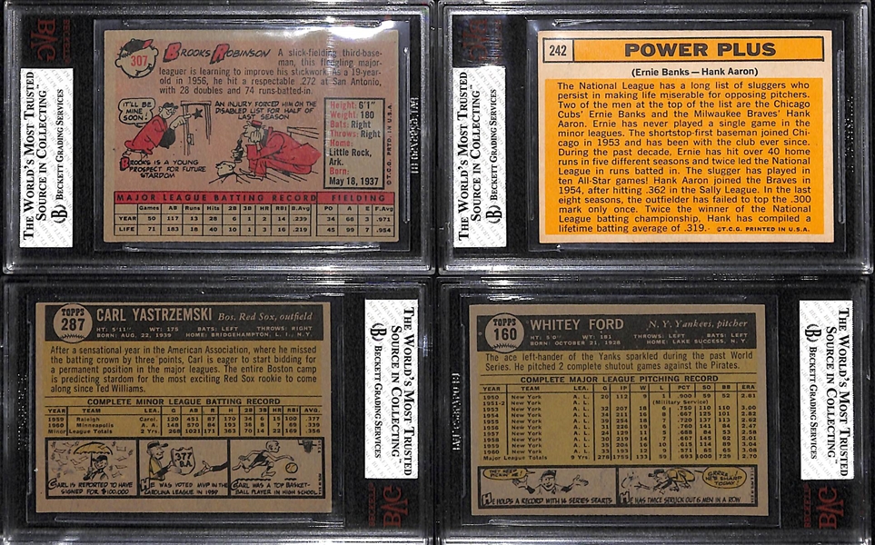 (4) Topps HOFer Graded Cards - 1958 B. Robinson BVG 5, 1963 Aaron/Banks BVG 5.5, 1961 Yaz BVG 6.5, 1961 Ford BVG 5.5