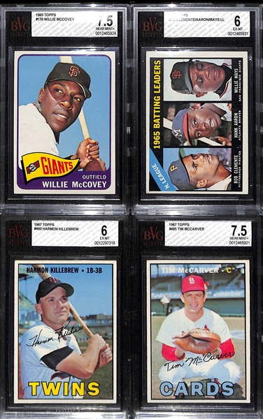 (4) Topps Graded Cards - 1965 McCovey BVG 7.5, 1966 Clemente/Aaron/Mays BVG 6, 1967 Killebrew BVG 6, 1967 McCarver BVG 7.5