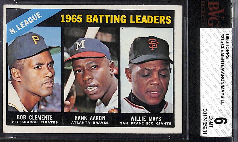 (4) Topps Graded Cards - 1965 McCovey BVG 7.5, 1966 Clemente/Aaron/Mays BVG 6, 1967 Killebrew BVG 6, 1967 McCarver BVG 7.5