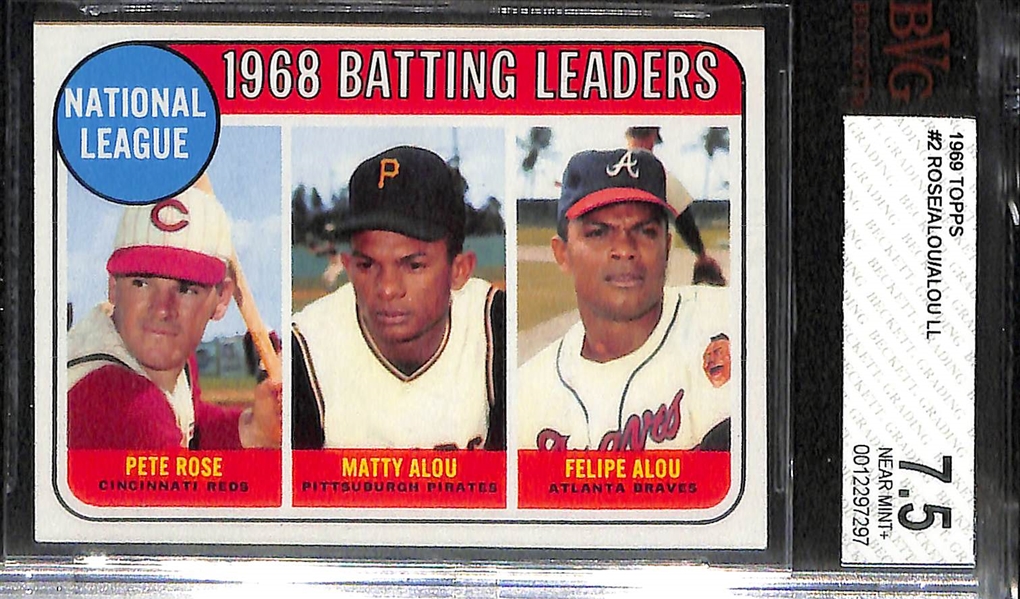 (3) 1969 Topps Graded Cards - 1969 Hank Aaron BVG 6, 1969 Lou Brock BVG 6.5, 1969 Pete Rose/M. Alou/F. Alou Batting Leaders BVG 7.5