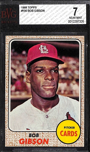 (3) 1968 Topps Graded Cards - 1968 Bob Gibson BVG 7, 1968 Al Kaline BVG 7, 1968 Steve Carlton BVG 6