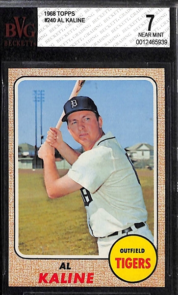 (3) 1968 Topps Graded Cards - 1968 Bob Gibson BVG 7, 1968 Al Kaline BVG 7, 1968 Steve Carlton BVG 6