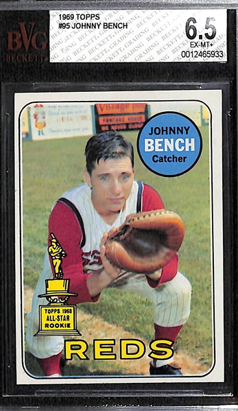 (2) 1969 Topps Graded Cards - 1969 Johnny Bench BVG 6.5, and 1969 Bob Gibson BVG 6.5