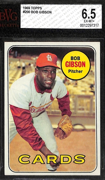 (2) 1969 Topps Graded Cards - 1969 Johnny Bench BVG 6.5, and 1969 Bob Gibson BVG 6.5