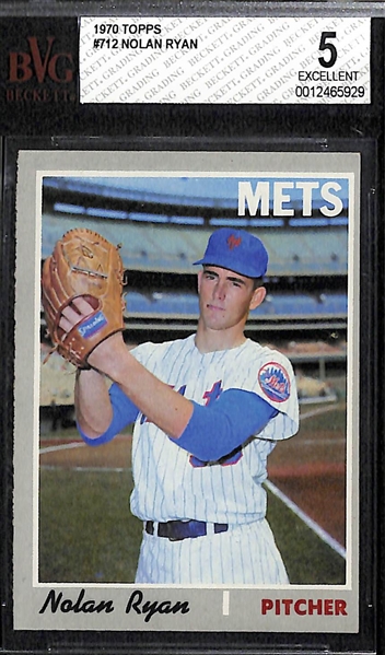 (3) 1970 Topps Graded Cards - Nolan Ryan BVG 5, Reggie Jackson All-Star BVG 7, Pete Rose All-Star BVG 2.5