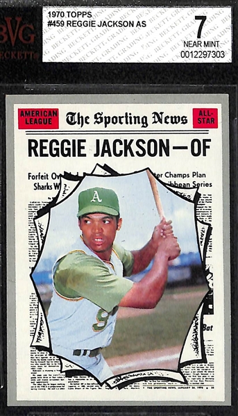 (3) 1970 Topps Graded Cards - Nolan Ryan BVG 5, Reggie Jackson All-Star BVG 7, Pete Rose All-Star BVG 2.5