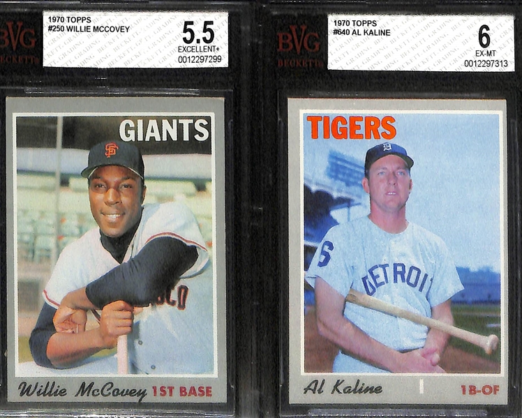(4) 1970 Topps Graded Cards - Tom Seaver BVG 8, Jim Palmer BVG 7.5, Willie McCovey BVG 5.5, Al Kaline BVG 6