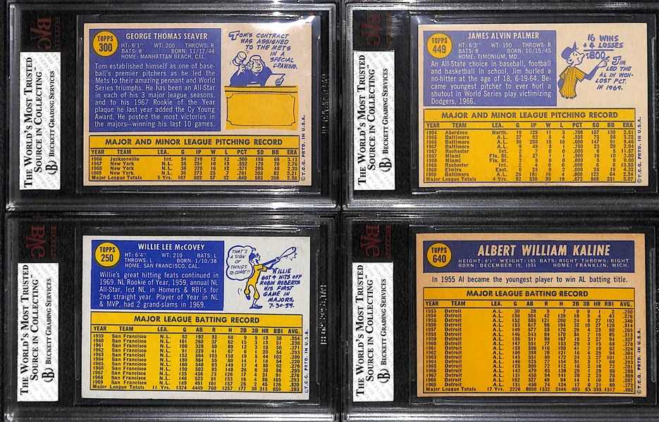 (4) 1970 Topps Graded Cards - Tom Seaver BVG 8, Jim Palmer BVG 7.5, Willie McCovey BVG 5.5, Al Kaline BVG 6