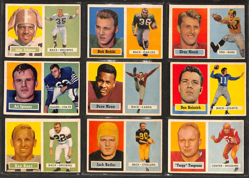 1957 Topps Football Partial Set (123 of 154 Cards) w. Blanda, Berry, Moore, Gifford, Bednarik, +