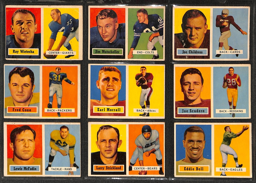 1957 Topps Football Partial Set (123 of 154 Cards) w. Blanda, Berry, Moore, Gifford, Bednarik, +