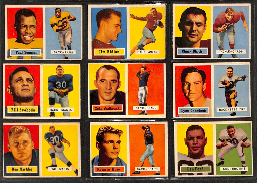 1957 Topps Football Partial Set (123 of 154 Cards) w. Blanda, Berry, Moore, Gifford, Bednarik, +