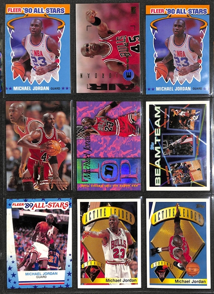 Over 255 Michael Jordan Cards w. Inserts and Non-Licensed Cards, Inc. 1989 Fleer Sticker, (2) 1990 Fleer Stickers, +