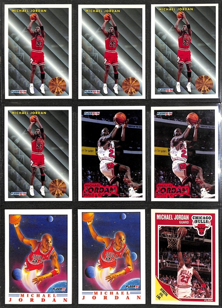 Over 255 Michael Jordan Cards w. Inserts and Non-Licensed Cards, Inc. 1989 Fleer Sticker, (2) 1990 Fleer Stickers, +