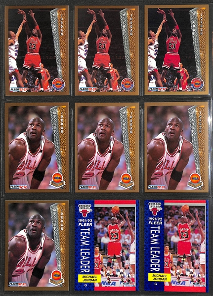 Over 255 Michael Jordan Cards w. Inserts and Non-Licensed Cards, Inc. 1989 Fleer Sticker, (2) 1990 Fleer Stickers, +