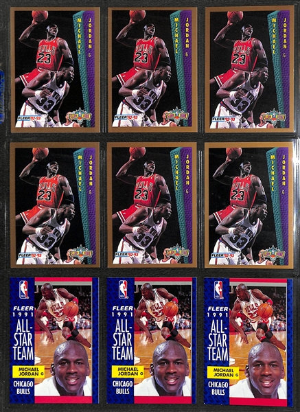 Over 255 Michael Jordan Cards w. Inserts and Non-Licensed Cards, Inc. 1989 Fleer Sticker, (2) 1990 Fleer Stickers, +